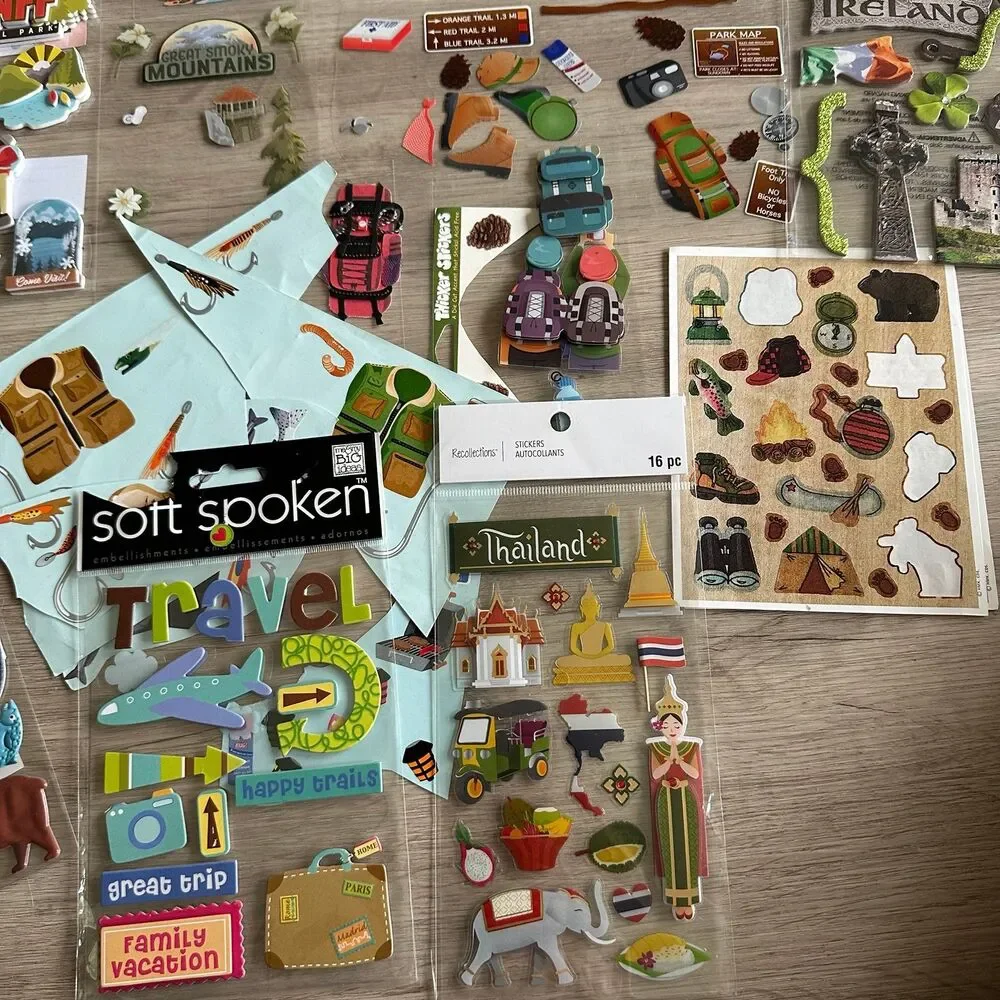 Travel & Outdoors Themed Stickers - Large Lot - for Scrapbook Crafts Collection